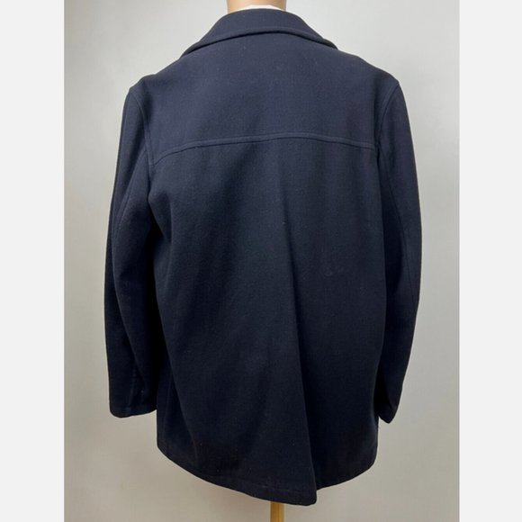 J Crew Mens Navy Blue Wool Button Down Single Breast Pea Coat Jacket Siz… - Picture 4 of 4